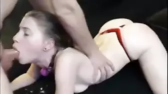 Hard deep throat with young girl