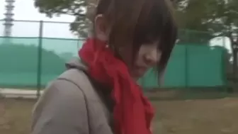 [amateur Oriental Girl] Undress a College Skank in the Park in Winter