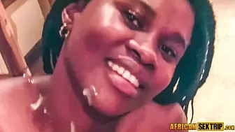 South black youngster black waitress gets heavy facial sperm shot