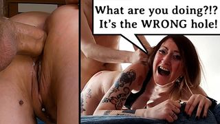 Wrong Hole, Crying Chick Screaming ROUGH ANAL DESTRUCTION "PLEASE NO don't fuck my booty!" IT HURTS?