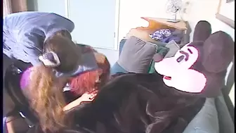disguised fiance mounts grandma while her daughter in law puts a enormous cucumber in her snatch hole