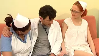 Threesome with 2 fresh nurses and many orgasms!