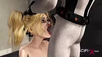 Sex cyborg monster plays with a fresh horny beauty in the sci-fi dungeon