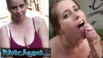 Public Agent hot Belgian tourist with natural humongous breasts gets massive wang inside her shaved twat
