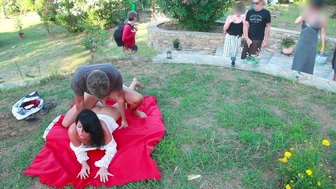Public sex on the meadow with a stranger! Rear-End and twat cream-pie and sperm shot cums on