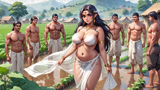AI Generated Images of Horny Hentai Indian women & Elves having fun & common bath