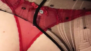 Whore in ripped stockings lick and fuck with cream pie
