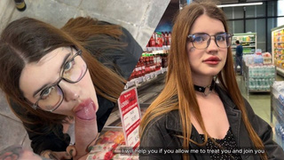 I met a student in a supermarket and drilled her, cums on her face