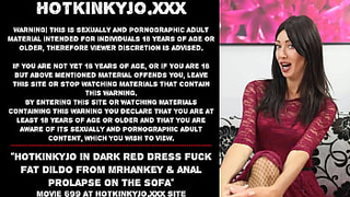 Hotkinkyjo in african red dress fuck thick dildo from mrhankey & anal prolapse on the sofa