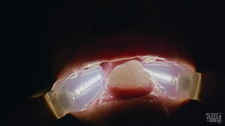 Deranged filth enjoying slut, Rebel Rhyder, gets frozen sperm bukkake -- filmed with probe lens!