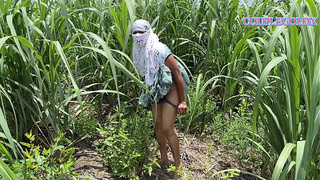Komal walked ahead in the sugarcane field and her guy followed her