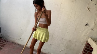fresh cleaning whore, she is very horny and wants to fuck.