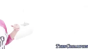 Showered teen creampied