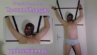 BDSM Bondage Pissing desperate husband bondage tied up peeing. Dirty Male Wet and Pissy from Holland.