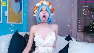 Blue Hair Ahegao Teenie Masturbate