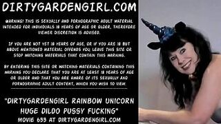 Dirtygardengirl rainbow unicorn humongous dildo cunt fucking